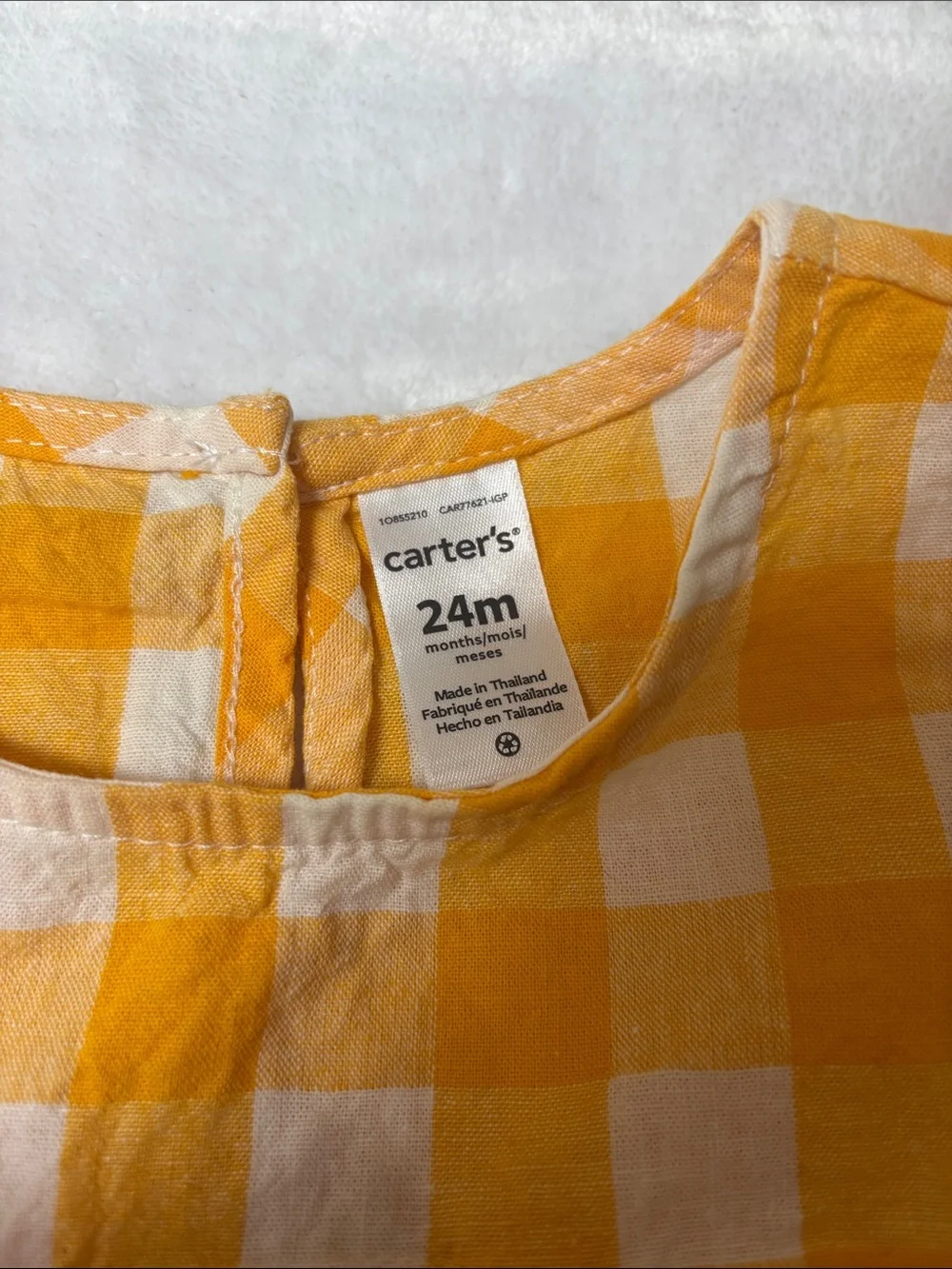 Carter's Yellow & White Gingham Top with Navy Leggings Kids Matching Set - Picture 2 of 5